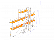 Stillads - Nolimit Modular 9×6 m med trappe og Gavl top